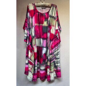 Transparente Black Label Multicolor Abstract Print Lagenlook Tunic Dress Flowy